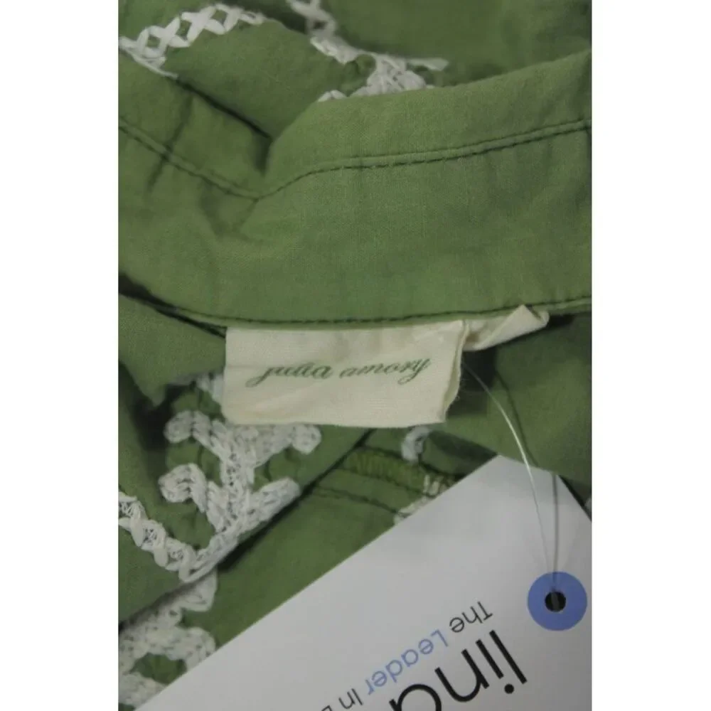 Julia Amory Womens Shirt Dress Green Cotton Long Sleeve Button Boho Size XL